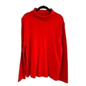 BASIC EDITIONS, NWOT, RED, LONG SLEEVE, TURTLENECK TOP IN 100% COTTON. SIZE XL